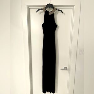 Elegant Halter Neck Black Gown